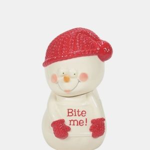 Cookie Jar Snoman "Bite Me" Department 56 Snowpinoins